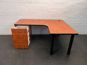 RHS L-Shaped Cherry Wooden Desk with Four Drawers (Width: 180cm)(Height: 74cm)