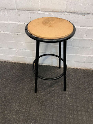 Black Framed Barstool with Wooden Seating