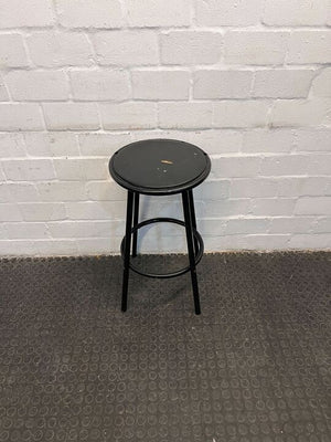 Black Metal Framed Barstool with Black Seating (Fabric Holes)