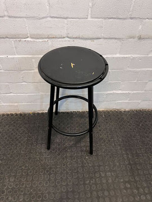 Black Metal Framed Barstool with Black Seating (Fabric Holes)