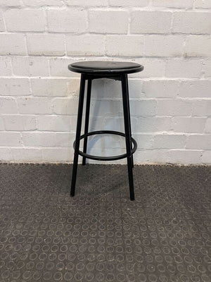 Black Metal Framed Barstool with Black Seating (Fabric Holes)