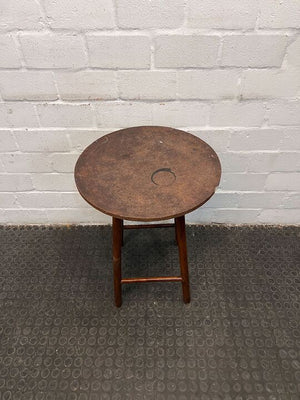 Dark Brown Round Four Legged Table (Scratches & Coaster Marks) (Width: 50cm)(Height: 67cm)