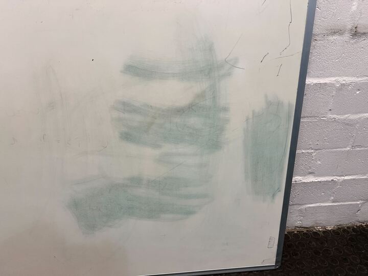 Office White Board with Metal Frame (Damaged with Smears & Scratches) (Width: 122cm)(Height: 103cm) - PRICE DROP