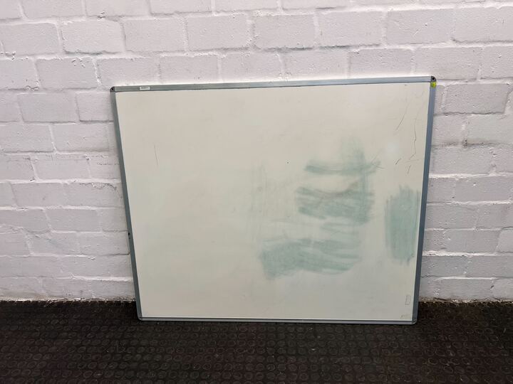 Office White Board with Metal Frame (Damaged with Smears & Scratches) (Width: 122cm)(Height: 103cm)