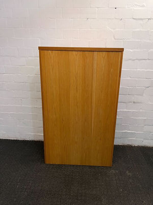 Light Brown Wooden Two Door Stationary Cupboard (Width: 92cm)(Height: 151cm)