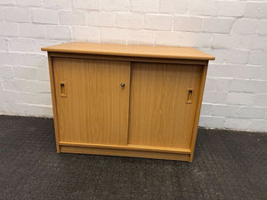 Small Light Brown Two Door Cupboard with Two Shelves (Width: 101cm)(Height: 75cm)