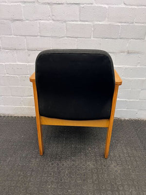 Black Upholstered Executive Visitors Chair with Wooden Arms