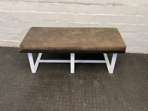 Aluminium Bench with Brown Leather Seat