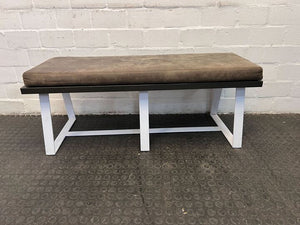 Aluminium Bench with Brown Leather Seat