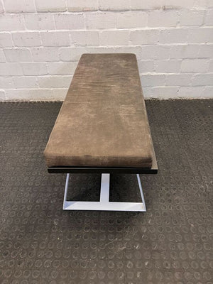 Aluminium Bench with Brown Leather Seat