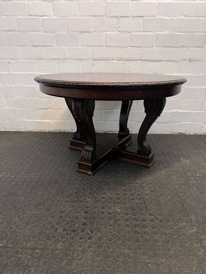 Dark Brown Wooden Dining Table with Claw Feet (Width: 108cm)(Height: 64cm)