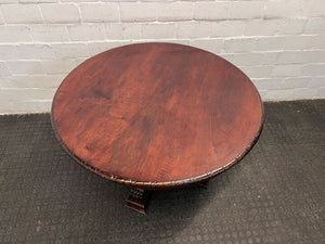 Dark Brown Wooden Dining Table with Claw Feet (Width: 108cm)(Height: 64cm)