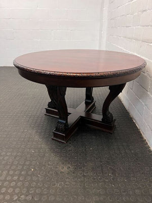 Dark Brown Wooden Dining Table with Claw Feet (Width: 108cm)(Height: 64cm)