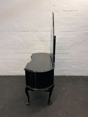 Gothic Black Dressing Table with Four Drawers & Mirror (Scratched)(Width: 127cm)(Height: 174cm)