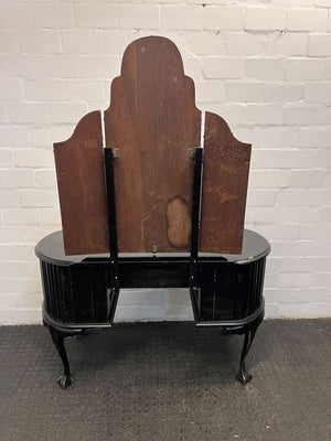 Gothic Black Dressing Table with Four Drawers & Mirror (Scratched)(Width: 127cm)(Height: 174cm)