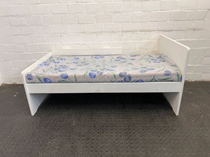 Kids Single White Wooden Bed with Mattress