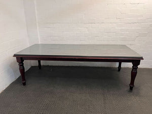 Victorian Styled Wooden Boardroom Table with Glass top (Width: 271cm)(Height: 80cm)