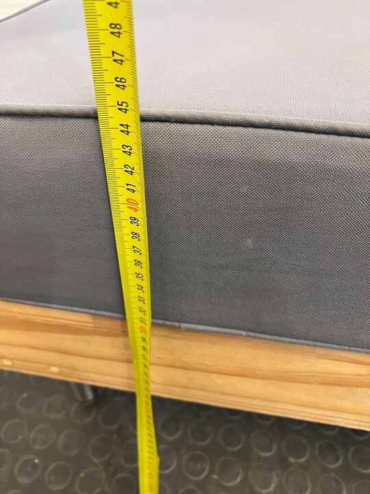 Wooden Bench Seater Couch with Two Upholstered Seating Cushions - 2ndhandwarehouse.com