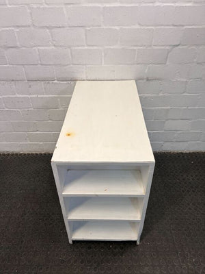 White Wooden Desk with Drawer & Side Shelves (Width: 90.5cm)(Height: 75cm)