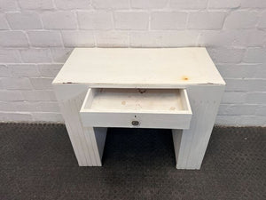 White Wooden Desk with Drawer & Side Shelves (Width: 90.5cm)(Height: 75cm)