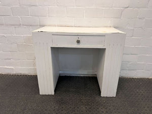 White Wooden Desk with Drawer & Side Shelves (Width: 90.5cm)(Height: 75cm)