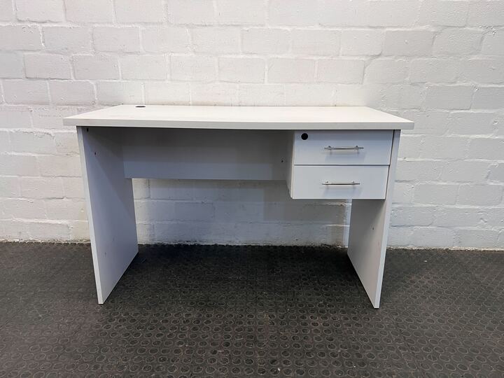 White Office Desk with Two Drawers (Width: 120cm)(Height: 77cm)