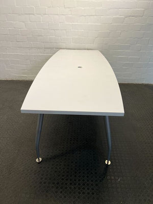 White Wooden Boardroom Table with Steel Legs (Width: 240cm)(Height: 75cm)