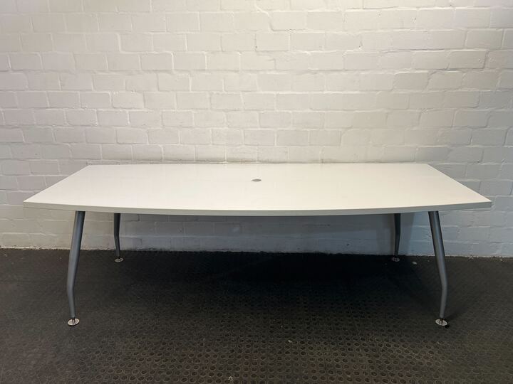 White Wooden Boardroom Table with Steel Legs (Width: 240cm)(Height: 75cm)