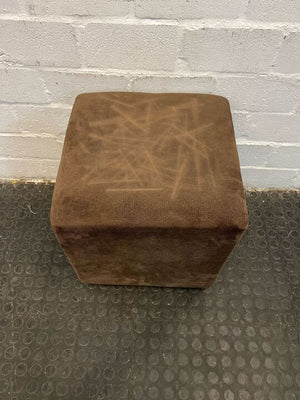 Brown Upholstered Square Ottoman