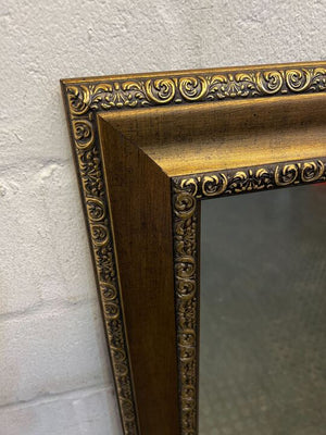 Golden Framed French Pattened Floral Mirror (Width: 106cm)(Height: 76cm)