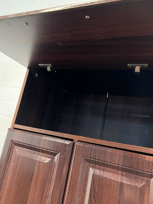 Brown Wooden Wardrobe with Six Shelves and Drawer (Hole in the Back)