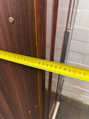 Brown Wooden Wardrobe with Six Shelves and Drawer (Hole in the Back)