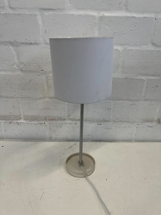 White Shade Table Lamp with Chrome Stand