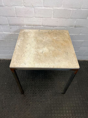 Stainless Steel Outside Table with Marble Top (Rusted)(Width: 68cm)(Height: 73cm)