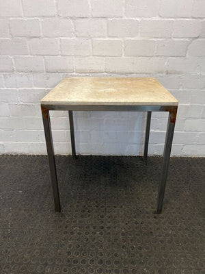 Stainless Steel Outside Table with Marble Top (Rusted)(Width: 68cm)(Height: 73cm)