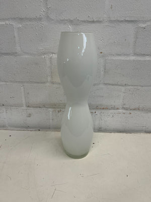 White Bowling Pin Shaped Glass Vase