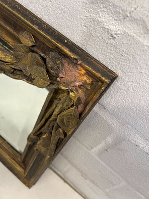 Vintage Styled Golden Laurel Wreath Wooden Mirror (Slightly Chipped Wood) (Width: 44cm)(Height: 45cm)