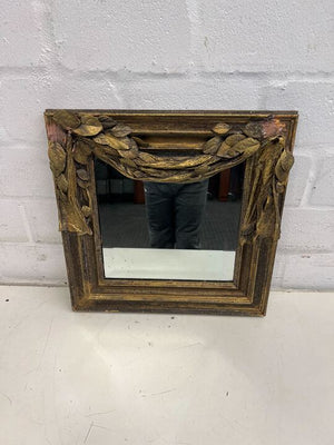 Vintage Styled Golden Laurel Wreath Wooden Mirror (Slightly Chipped Wood) (Width: 44cm)(Height: 45cm)