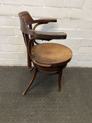 French Vintage Styled Wooden Captain's Tilting Chair