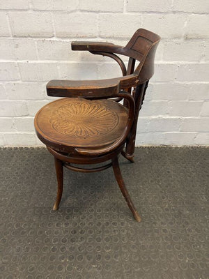 French Vintage Styled Wooden Captain's Tilting Chair