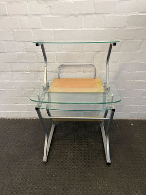 Wooden Computer Desk with Glass Top and Chrome Frame