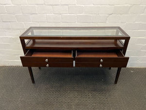 Wooden Glass Top Four Drawer Modern Console Desk (Width: 137.5cm)(Height: 82.5cm)