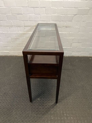 Wooden Glass Top Four Drawer Modern Console Desk (Width: 137.5cm)(Height: 82.5cm)