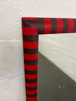 Red & Black Zebra Striped Framed Mirror (Width: 109cm)(Height: 70.5cm)