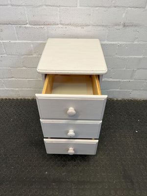 White Wooden Three Drawer Side Table