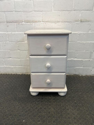 White Wooden Three Drawer Side Table