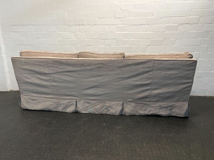 Beige Three Seater Block & Chisel Couch (Minor Fabric Wear) -REDUCED - 2ndhandwarehouse.com