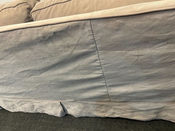 Beige Three Seater Block & Chisel Couch (Minor Fabric Wear) -REDUCED - 2ndhandwarehouse.com