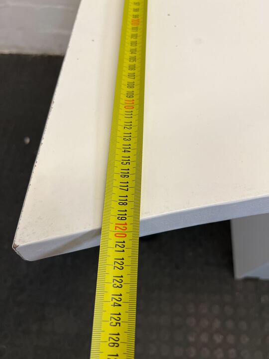 White Wooden MultiPerson Desk with Divider (W: 140cm)(H: 94cm)- REDUCED