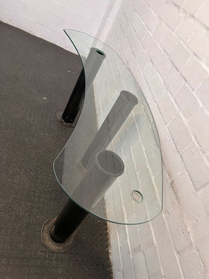 Glass Table Top with Black Steel Legs (Width: 185cm)(Height: 81cm)